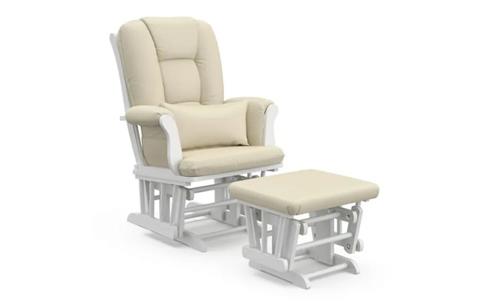 Storkcraft Tuscany Infant Nursery Glider & Ottoman White With Beige