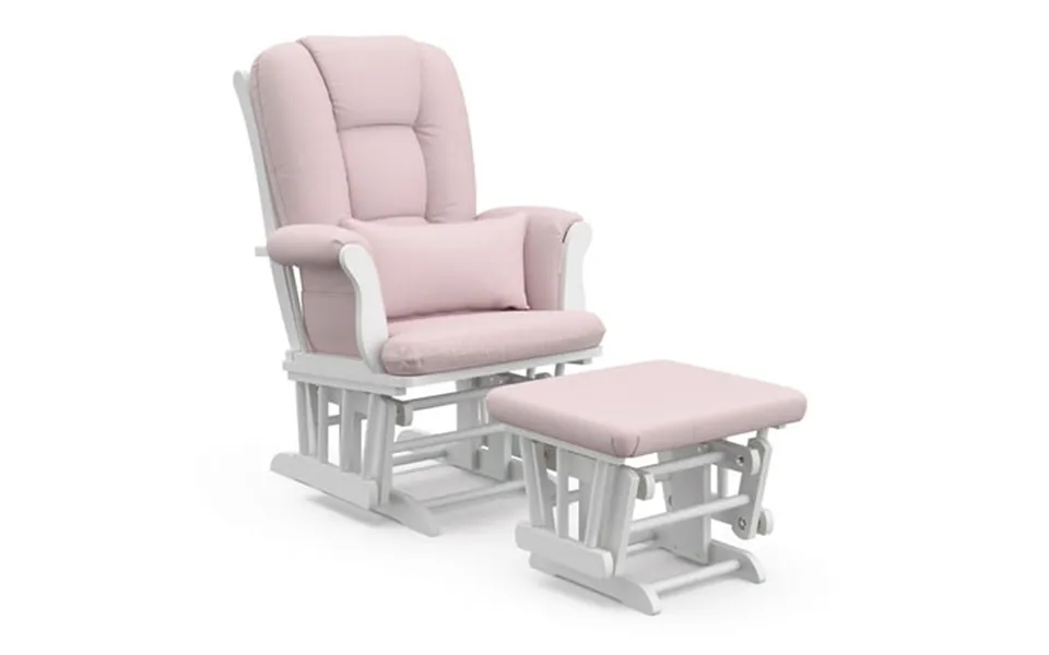 Storkcraft Tuscany Infant Nursery Glider & Ottoman White With Pink Swirl