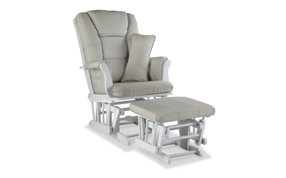 Storkcraft Tuscany Infant Nursery Glider & Ottoman White With Taupe Swirl