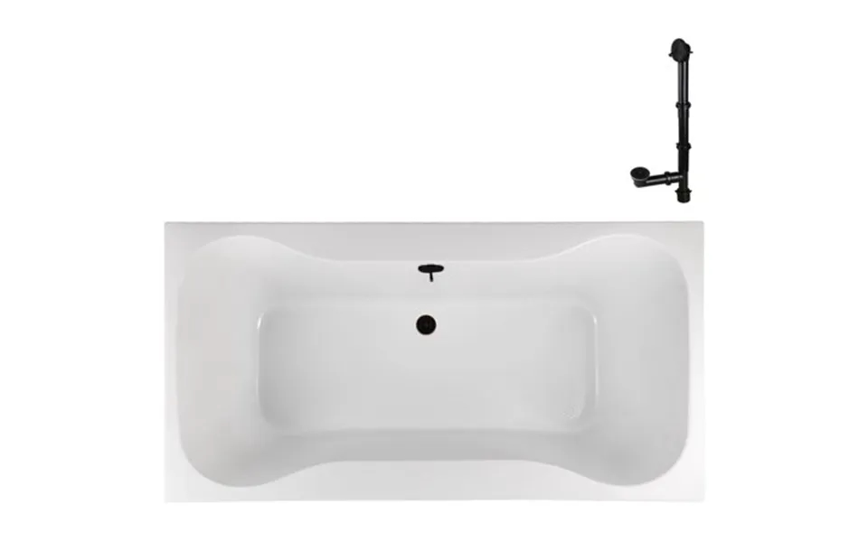 Streamline N-4480-769-bl 66 In. X 34 In. Acrylic Soaking Drop-in Bathtub In Glossy White With External Drain In Matte Bl