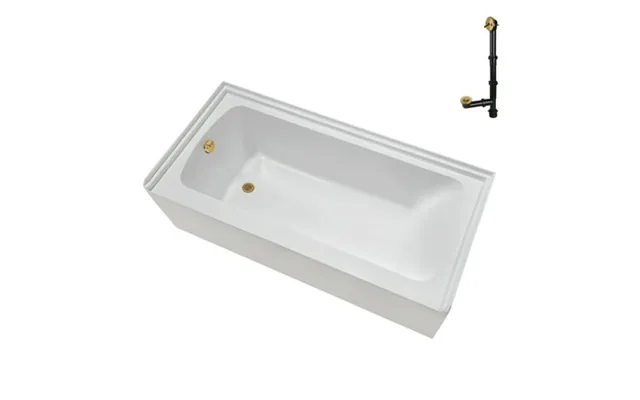 Streamline Nal-5440-bgl 66 In. X 32 In. Acrylic Left-hand Drain Alcove Bathtub In Glossy White With External Drain In Br product image