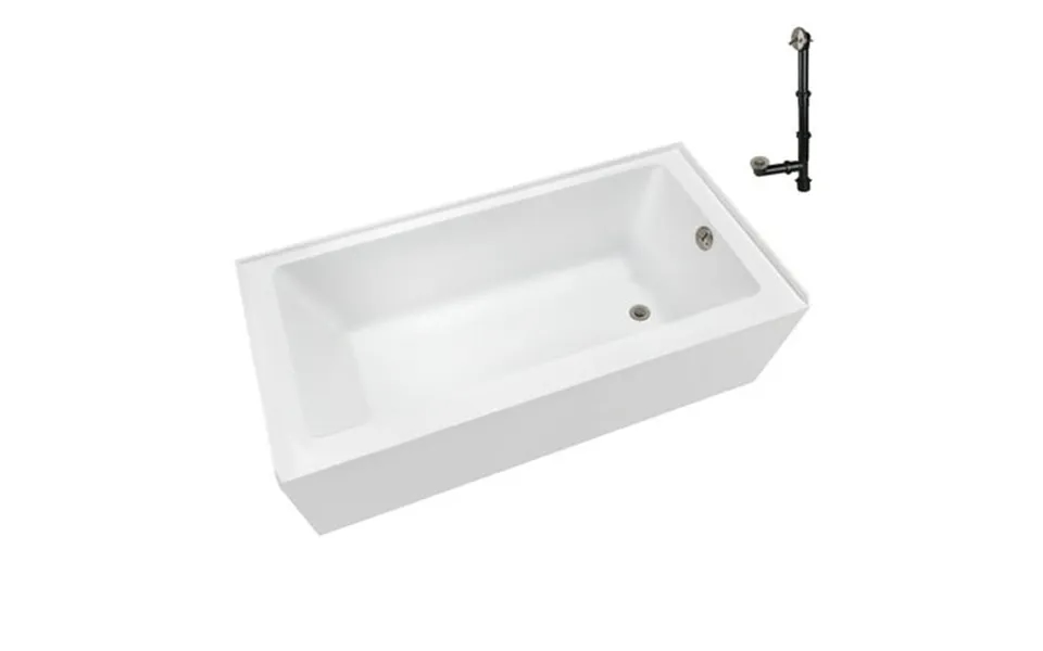 Streamline Nal-5580-bnk 60 In. X 32 In. Acrylic Right-hand Drain Alcove Bathtub In Glossy White With External Drain In B