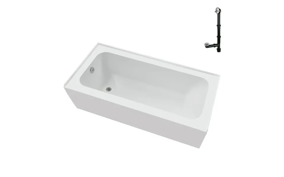 Streamline Nal-5680-ch 66 In. X 32 In. Acrylic Left-hand Drain Alcove Bathtub In Glossy White With External Drain In Pol