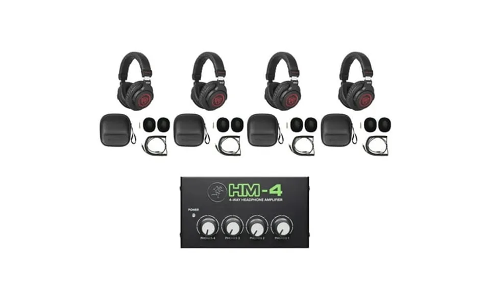 Studio Bundle W 4 Rockville Pro-m50 Sr Headphones Bundle With Mackie Headphone Amplifier