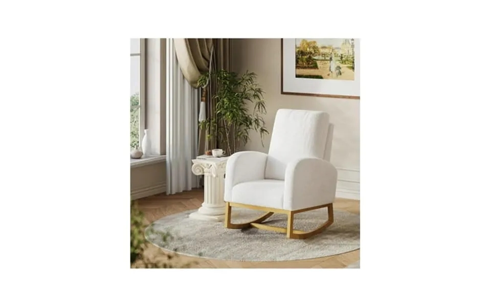 Studyset Upholstered Rocking Chair Glider Chair Nursery Accent Chair With High Back And Side Pocket High Back Glider Cha