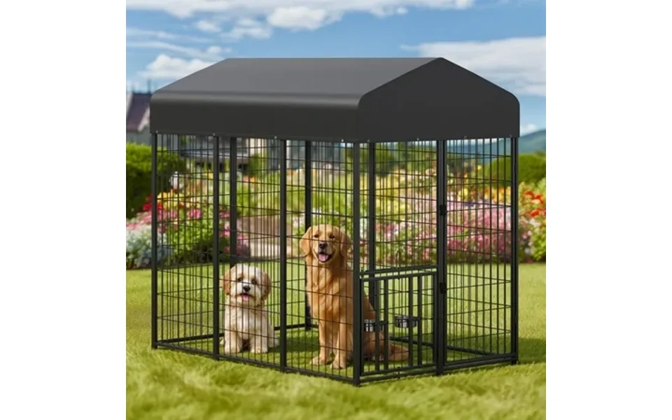 Suchown Outdoor Dog Kennel With Roof 6 X 4 X 5.6 Heavy Duty Dog Run With Waterproof Cover Secure Lock & Feeder Large Dog