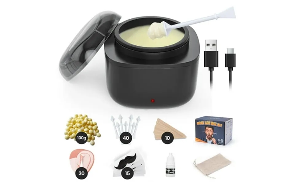 Suerbeaty Nose Wax Kit Men Portable Wax Warmer For Hair Removal With 100g Wax 40 Nose Hair Sticks Nose Ear Hair Removal