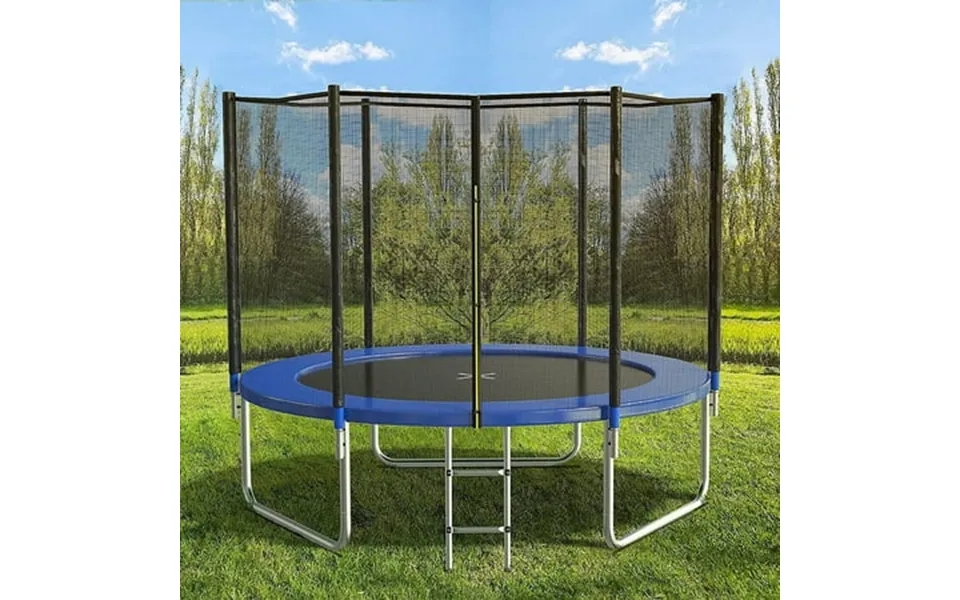 Sugift 10ft Trampoline With Safe Enclosure Net 680 Lbs Outdoor Fitness Trampoline Blue
