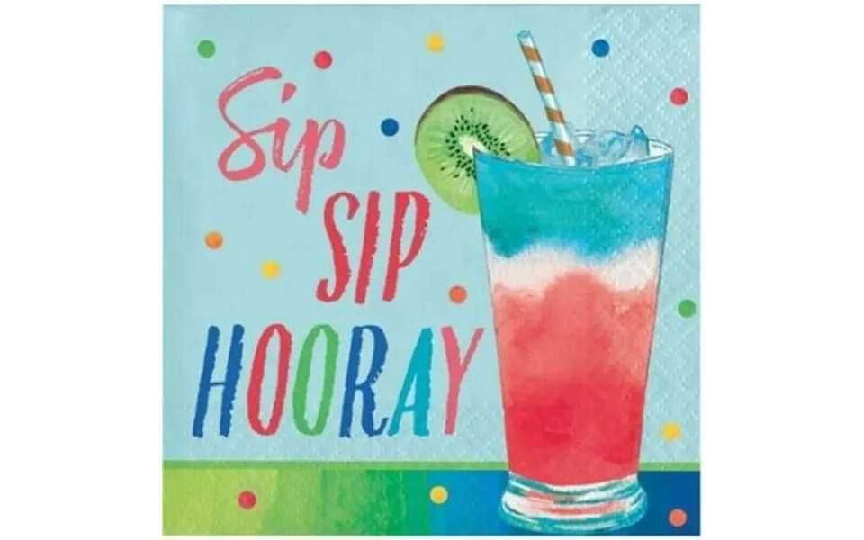 Summer Cocktails Sip Sip Hooray Paper Beverage Napkins 16 Per Pack