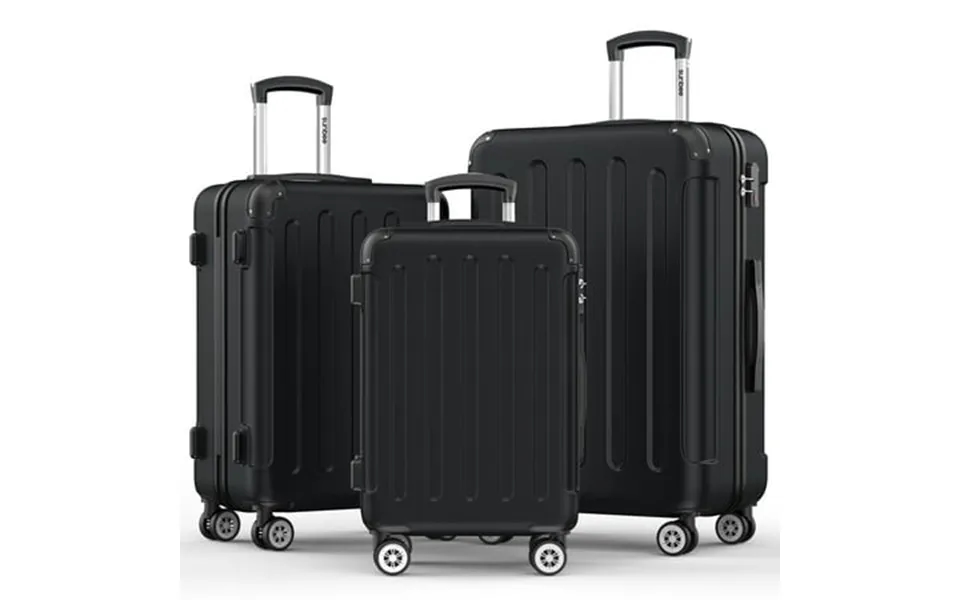Sunbee 3 Piece Luggage Sets Hardshell Lightweight Suitcase With Tsa Lock Spinner Wheels Black