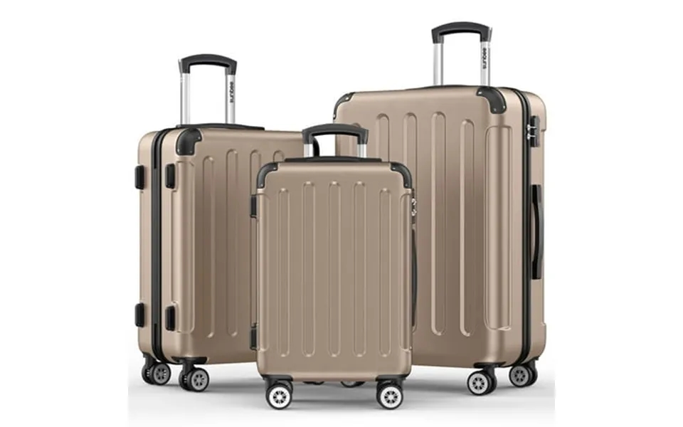 Sunbee 3 Piece Luggage Sets Hardshell Lightweight Suitcase With Tsa Lock Spinner Wheels Champagne