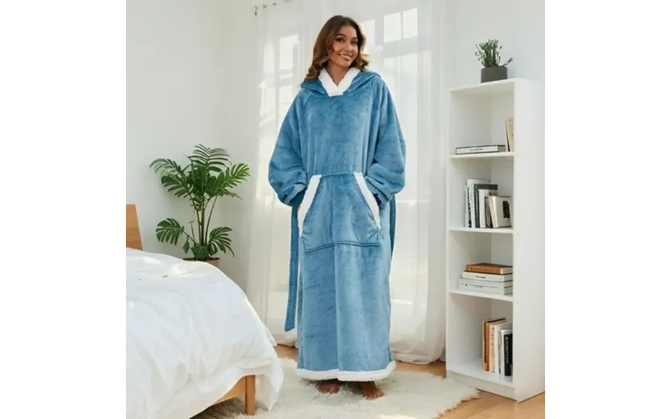 Sunny Heat Unisex Oversize Wearable Blanket - Blue Soft Warm Perfect For Bed Sofa Travel & Home Lounging