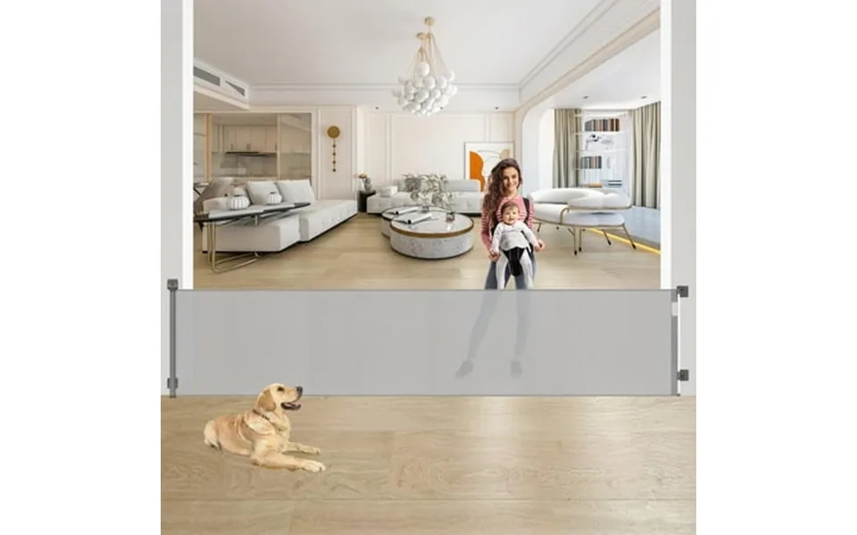 Sunnycome 2pcs Retractable Baby Gate Mesh Dog Gate 33 Tall Extends Up To 126 Wide Child Safety Gate For Doorways Stairs