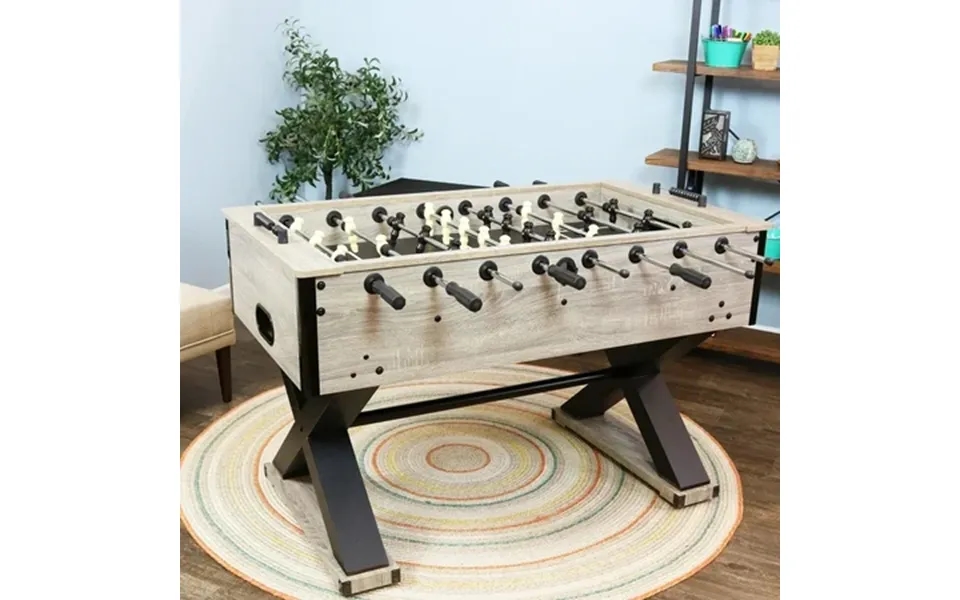 Sunnydaze Delano 2-player Indoor Foosball Table Gray Distressed Wood Look