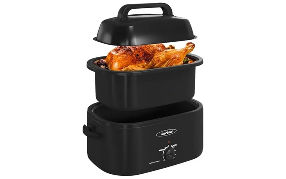 Sunvivi Electric Turkey Rotisseries And Roasters Oven With Visible Glass Lid Black