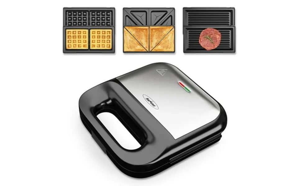 Sunvivi Sandwich Maker Panini Press Waffle Maker With 3-in-1 - Removable Plates 750w