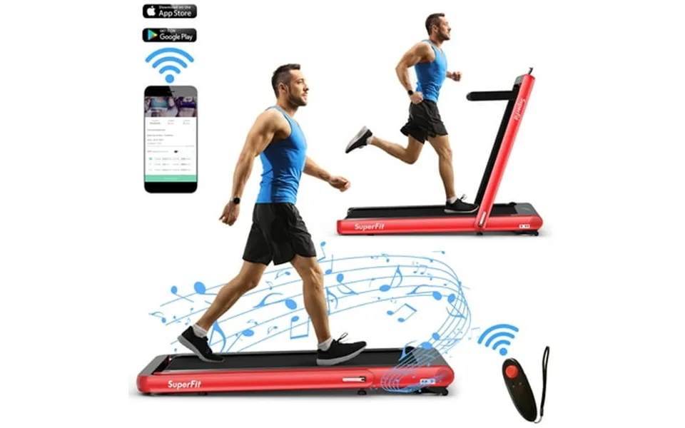 Superfit 4.75hp 2 In 1 Folding Treadmill W Remote App Control Red