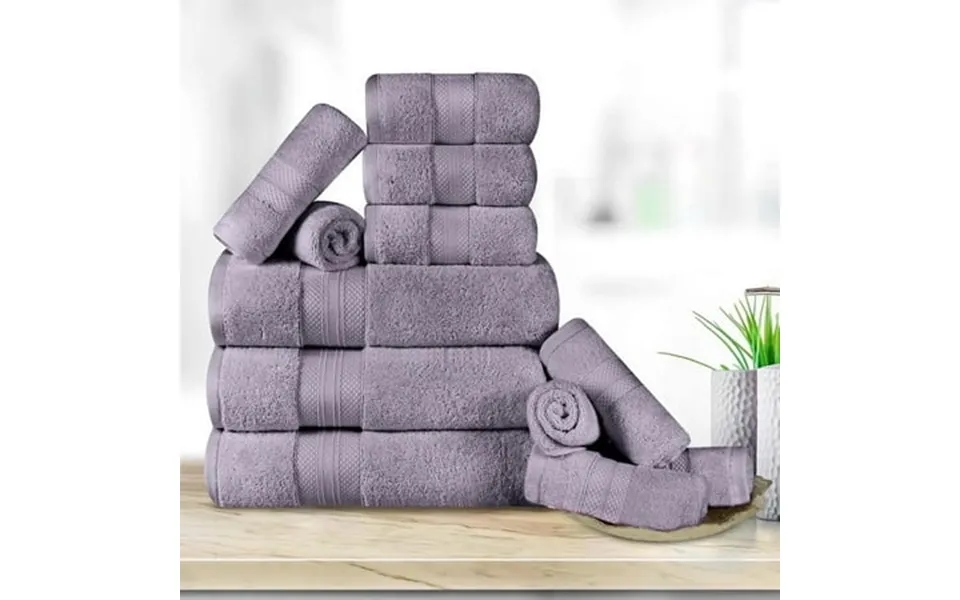 Superior Aria Turkish Cotton Solid Heavyweight 12-piece Wisteria Towel Set