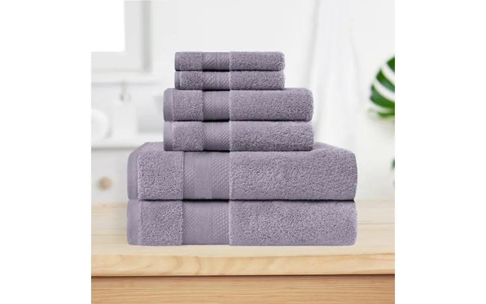 Superior Aria Turkish Cotton Solid Heavyweight 6-piece Wisteria Towel Set