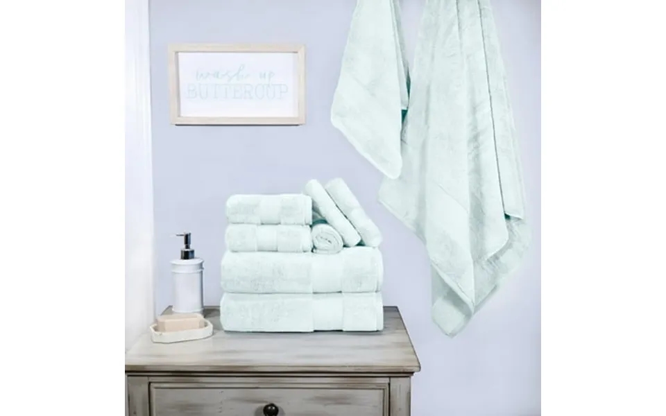 Superior Aria Turkish Cotton Solid Heavyweight 9-piece Dusty Aqua Towel Set