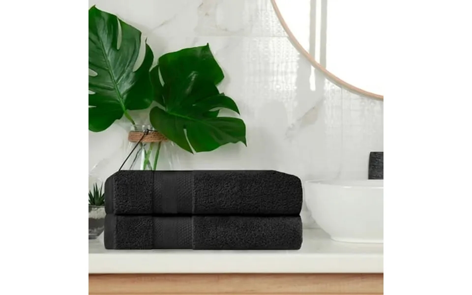 Superior Aria Turkish Cotton Solid Heavyweight Black Bath Towel Set Of 2