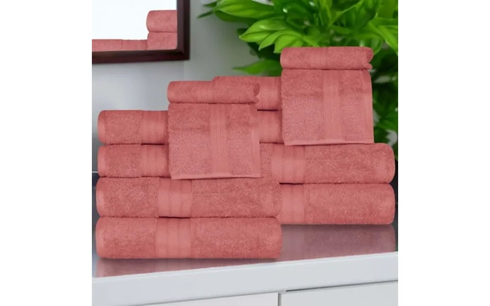 Superior Atlas Cotton Heavyweight 12 Piece Towel Set Blush