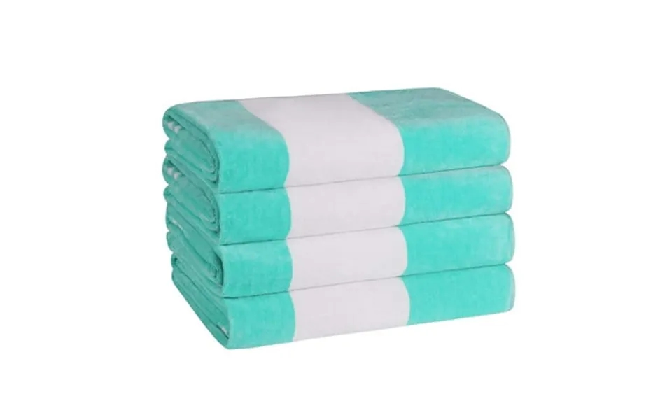 Superior Cabana Striped 4-piece Oversized Cotton Beach Towel Set Mint