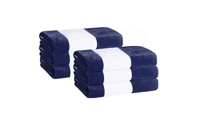 Superior Cabana Striped 6-piece Oversized Cotton Beach Towel Set Blue product image
