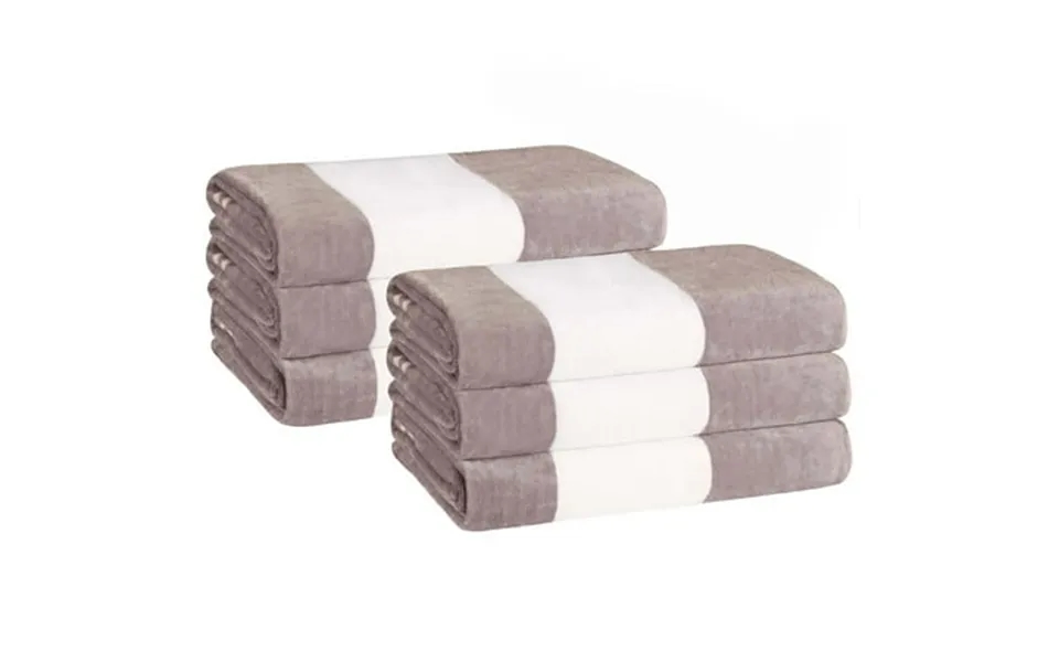 Superior Cabana Striped 6-piece Oversized Cotton Beach Towel Set Light Grey