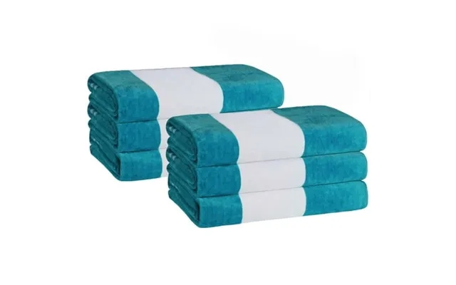 Superior Cabana Striped 6-piece Oversized Cotton Beach Towel Set Turquoise product image