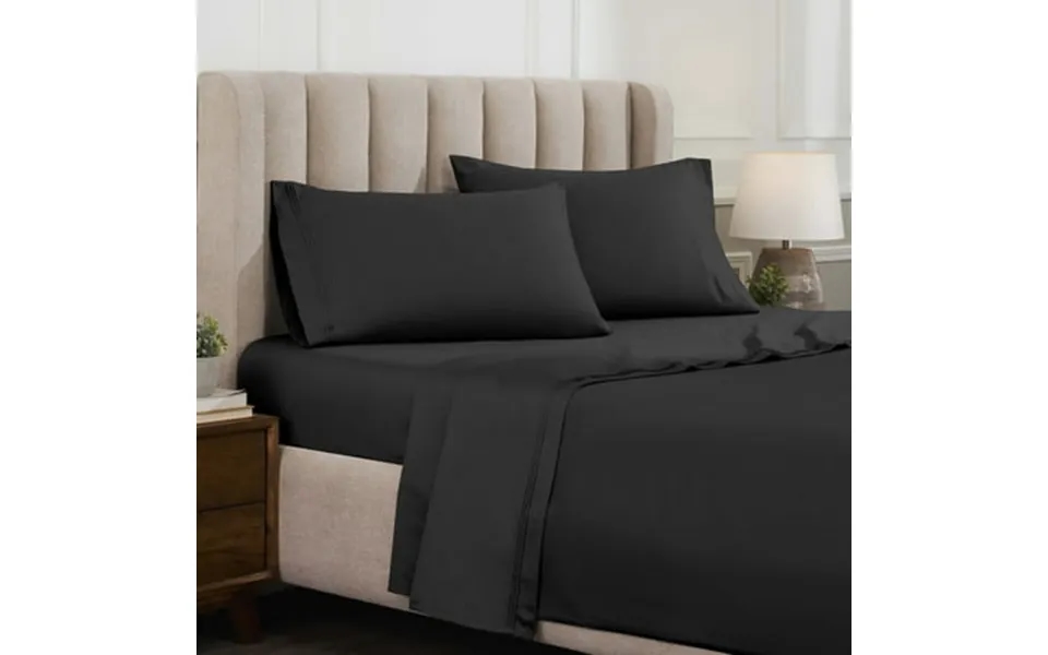 Superior Egyptian Cotton Deep Pocket 1500 Tc Sheet Set Full Black