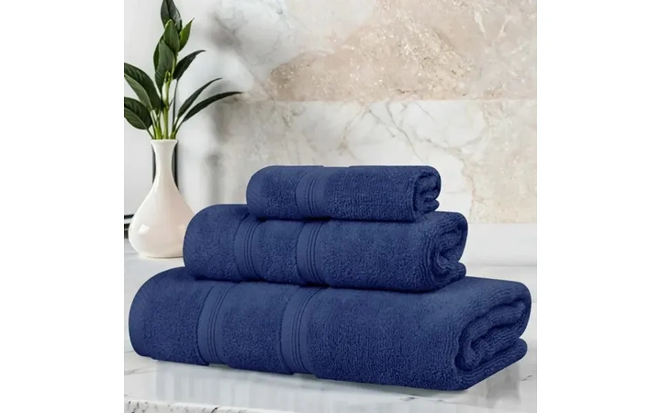 Superior Smart Dry 3-piece Zero Twist Cotton Towel Set Navy Blue