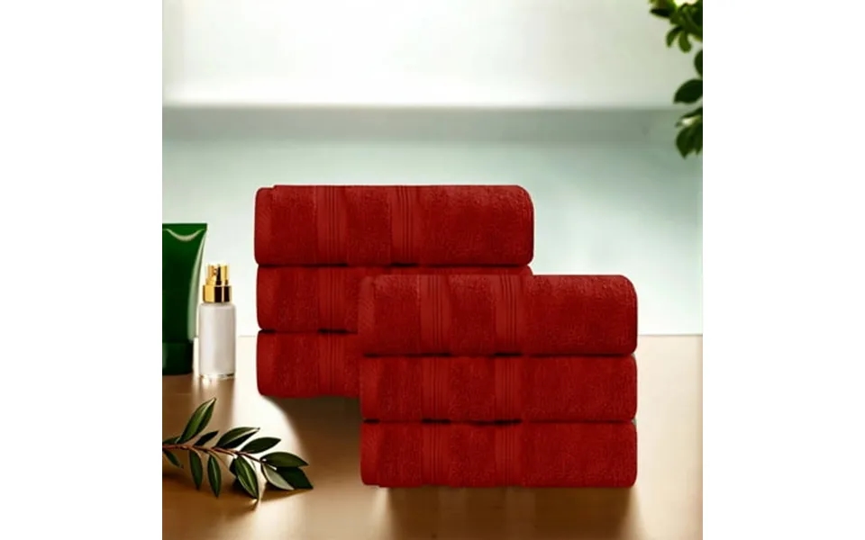 Superior Smart Dry Zero Twist Cotton Hand Towel Set Of 6 Crimson