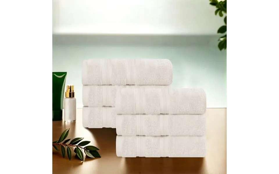 Superior Smart Dry Zero Twist Cotton Hand Towel Set Of 6 Ivory