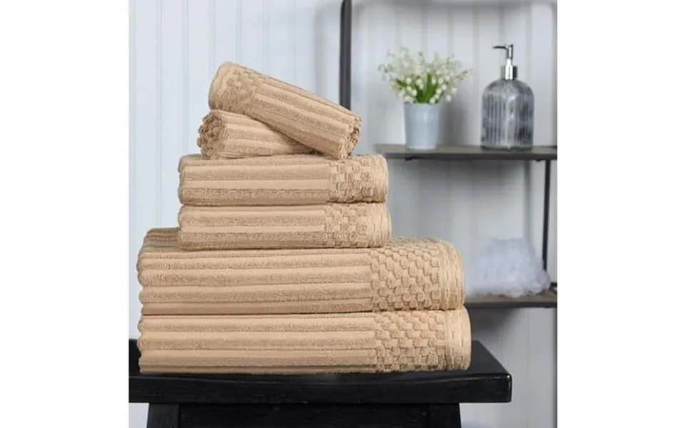 Superior Soho Ribbed Cotton 6-piece Assorted Towel Set Coffee