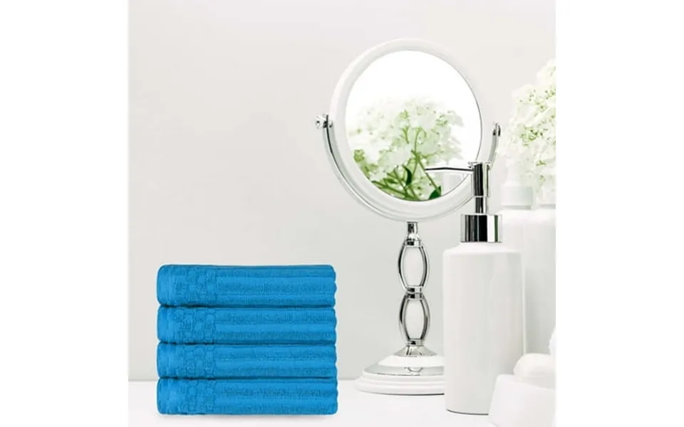 Superior Soho Ribbed Cotton Absorbent Hand Towel Set Of 4 Azure