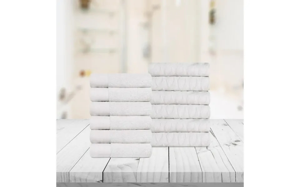 Superior Turkish Cotton Highly-absorbent 12-piece Face Towel Set For Bathroom Spa And Gym White