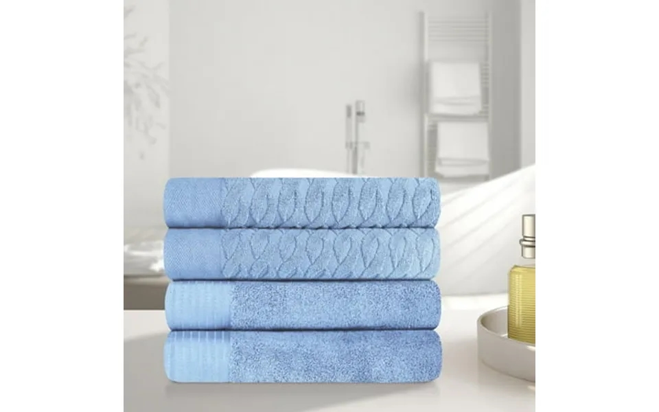 Superior Turkish Cotton Highly-absorbent 4-piece Bath Towel Set For Bathroom Spa And Gym Blue