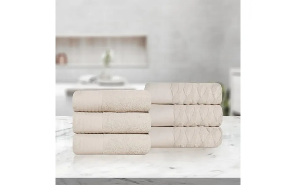 Superior Turkish Cotton Highly-absorbent 6-piece Hand Towel Set For Bathroom Spa And Gym Ivory
