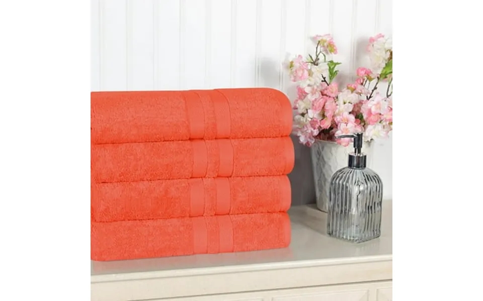 Superior Ultra Soft Cotton Solid 4-piece Bath Towel Sets Tangerine
