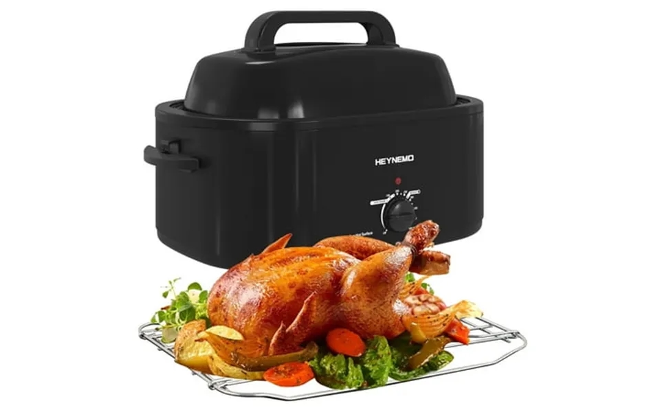 Superjoe 24 Qt Electric Stainless Steel Turkey Roaster Oven Self-basting Lid Removable Insert Pot Black
