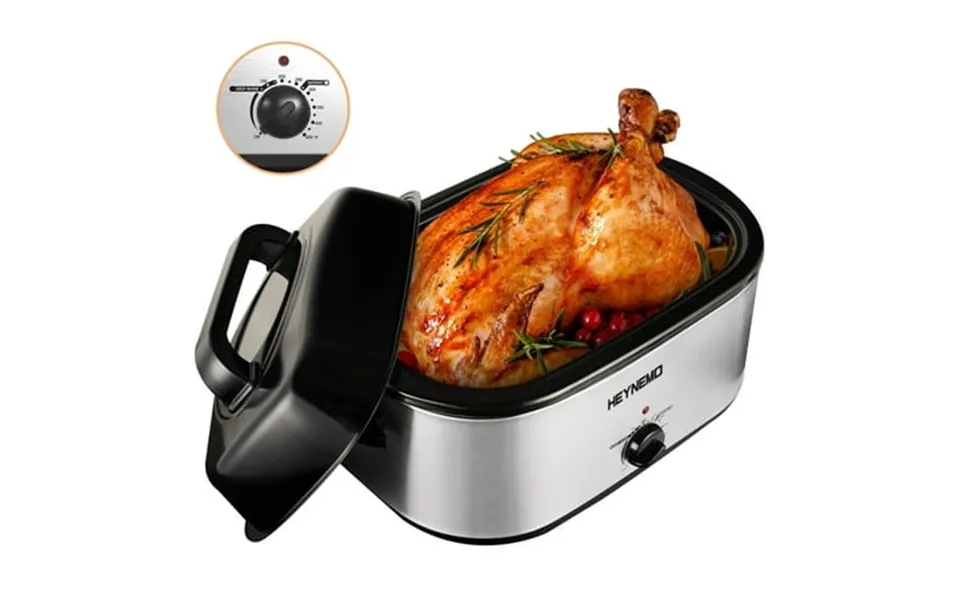 Superjoe 24 Quart Electric Roaster Oven Stainless Steel Turkey Roaster Oven Buffet With Self-basting Lid Removable Pan S