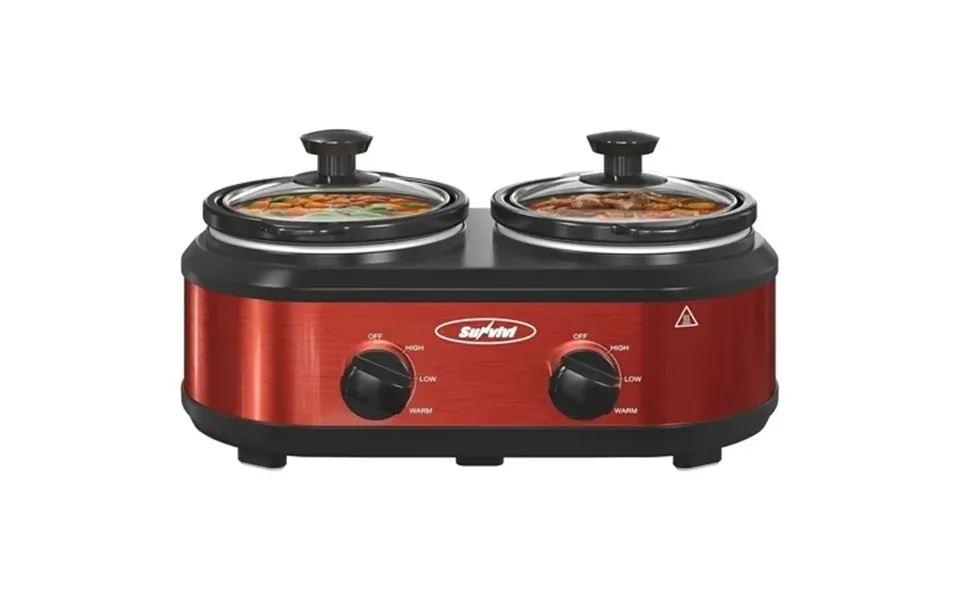 Superjoe Double Slow Cooker 2 Pot Small Mini Crock Buffet Servers And Warmer Dual Pot Oval Manual Slow Cooker With Adjus