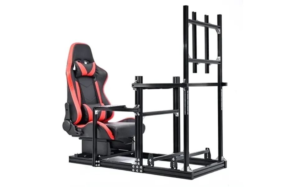 Supllueer 3060 Aluminum Profile Racing Simulator Cockpit With Red Seat & Tv Stand Fit Logitech G29 G923 G920 Thrustmaste
