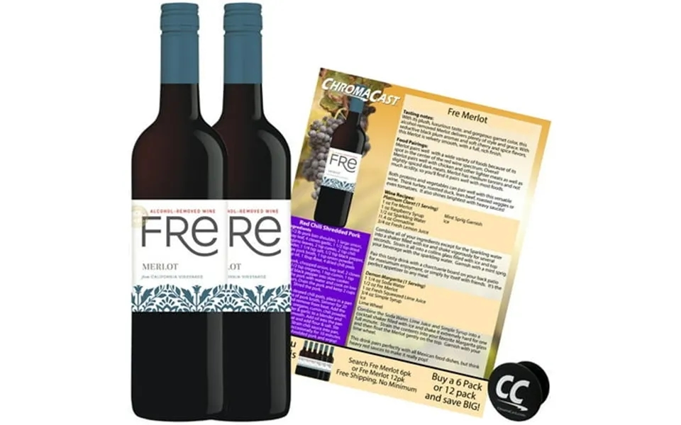 Sutter Home Fre Merlot Non-alcoholic Red Wine Experience Bundle With Chromacast Pop Socket Seasonal Wine Pairings & Reci