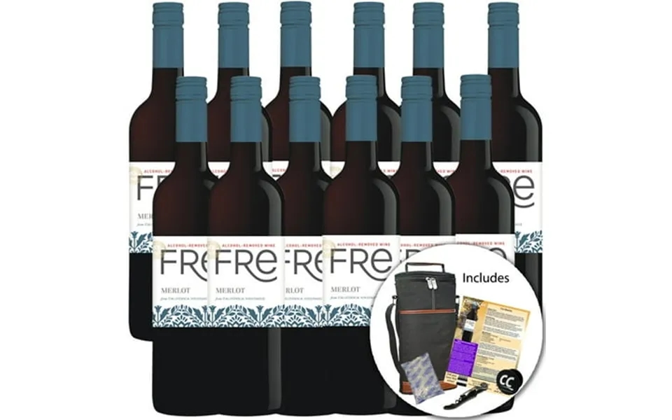 Sutter Home Fre Merlot Non-alcoholic Red Wine Experience Bundle With Wine Travel Cooler Bag Ice Packs Corkscrew Chromaca