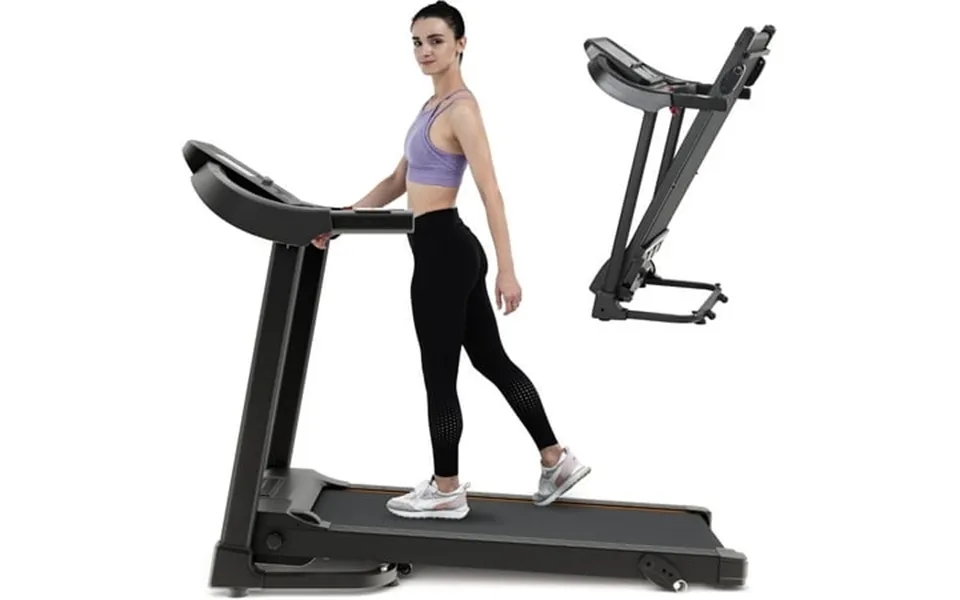 Suwu Folding Electric Treadmill Motorized Running Machine 3 Modes Indoor Activity With Safety Lock Lcd Monitor Heart Rat