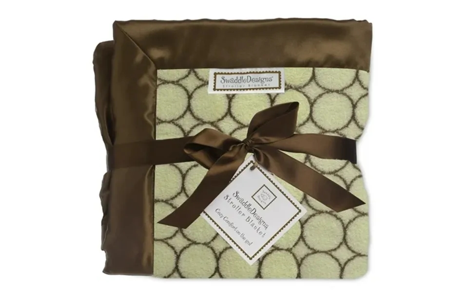 Swaddledesigns Cozy Stroller Blanket - Brown Mod Circles Lime Large 30x40 Inches