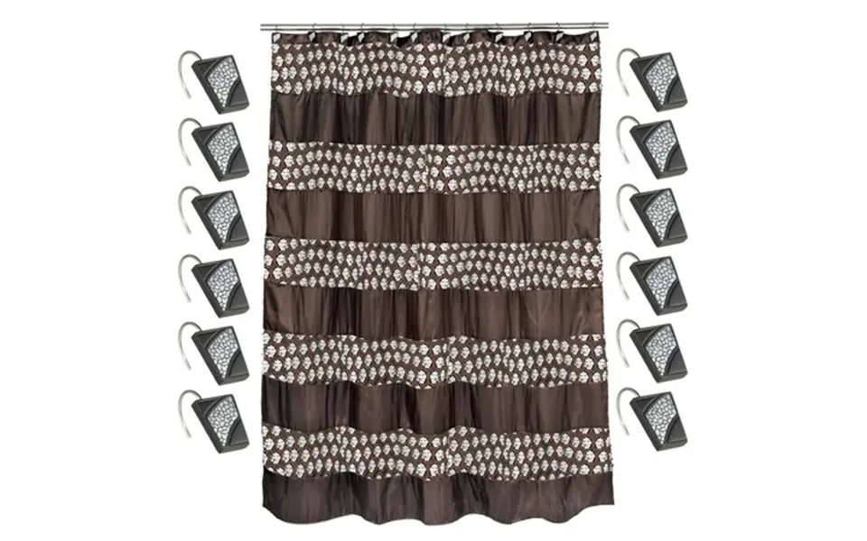 Sweet Home Collection Sinatra Fabric Shower Curtain And Hook Set
