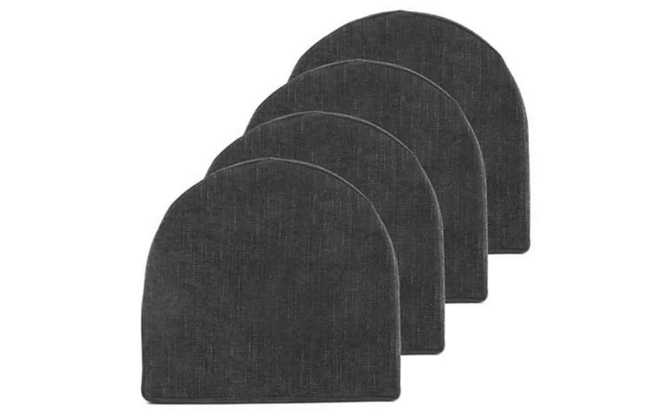 Sweet Home Collection U-shape Molded Memory Foam Chair Pads With Ties Black 4 Pack